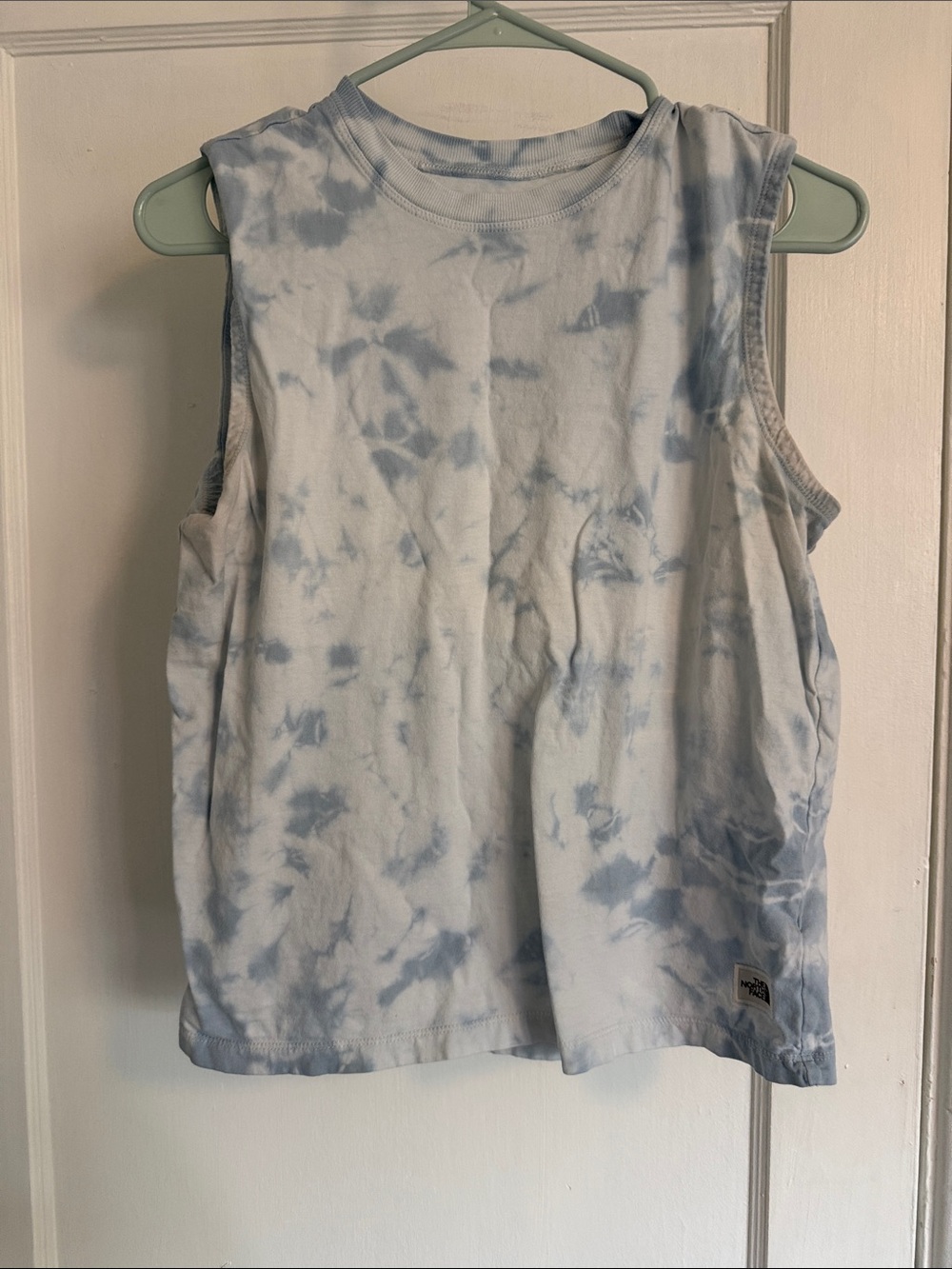The North Face Women’s Light Blue and White Tie-Dye Muscle Tee